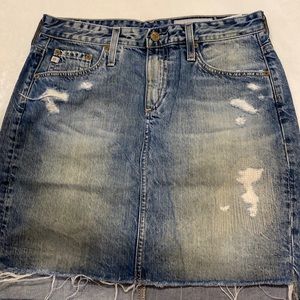 AG The Erin Distressed Denim Pencil Skirt size 28